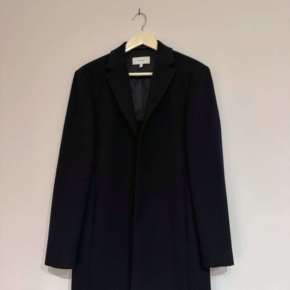 Reiss Men's Navy Pea Coat - Size S